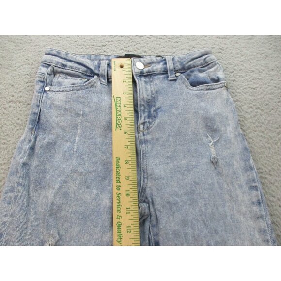 Kendall & Kylie High Rise Jeans Size 3 (26x24) Blue Icon Straight Leg Distressed - Picture 5 of 12